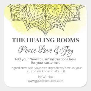 Yellow With Mandala Design Natural Therapy Labels