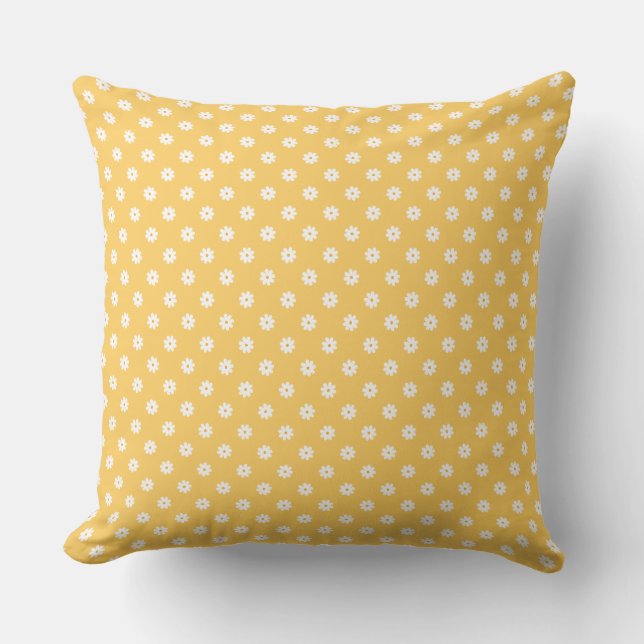 Yellow with White Daisies Throw Pillow (Front)
