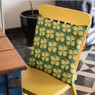 Yellow Wood Poppy Floral Pattern Outdoor Pillow