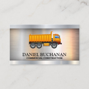 Yellow Work Truck Metallic Business Card