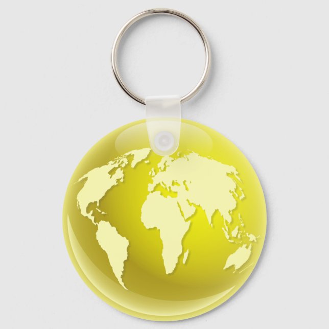 Yellow World Globe Keychain (Front)