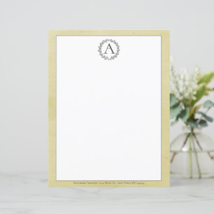 Yellow Wreath Monogram Stationery