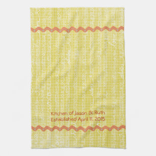 Yellow XOXO Love RicRac Monogramme Thé Serviette d