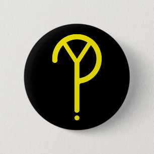 Yellow Y? Symbol- On Black 2 Inch Round Button