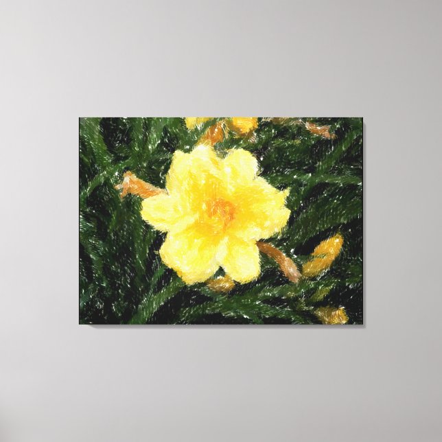 Yellow Yellow Narcicuss flower nature original art Canvas Print (Front)