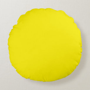 Yellow-Yellow, Sunshine Yellow Colour, Round Pillow