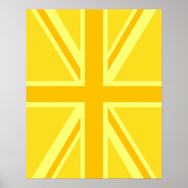 Yellow Yellow Union Jack British Flag Background Poster (Front)
