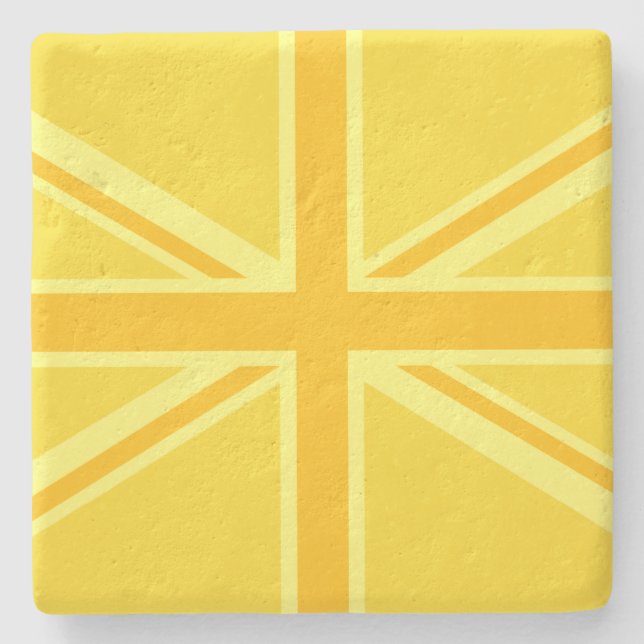Yellow Yellow Union Jack British Flag Background Stone Coaster (Front)