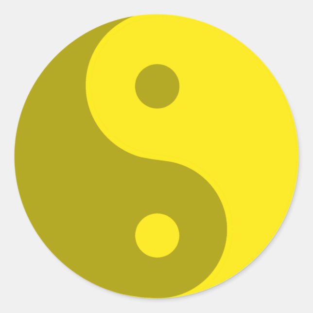 Yellow Yin Yang Spiritual Symbol Classic Round Sticker (Front)