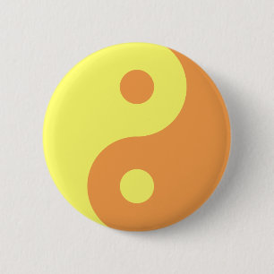 Yellow Yin Yang Symbol 2 Inch Round Button