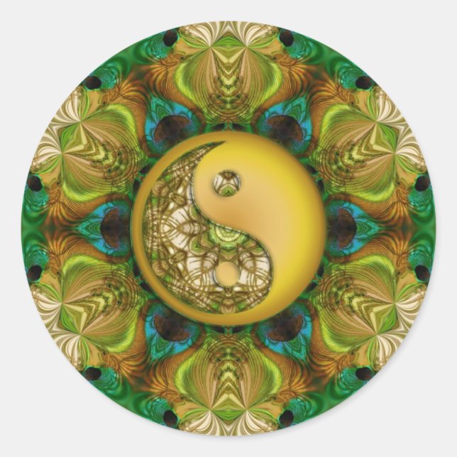 Yellow YinYang Mandala Sticker (Front)
