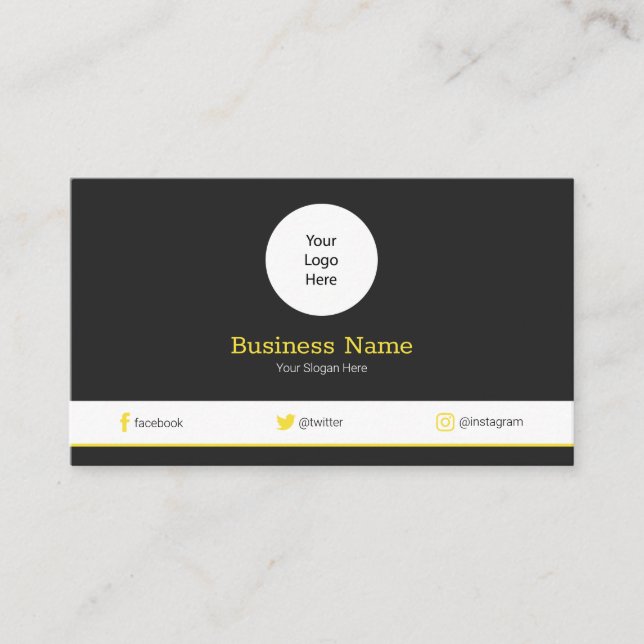 Yellow Your Logo Modern Social Media Profile Business Card (Front)