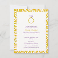 Yellow Zebra Bachelorette Party Flat Invitation