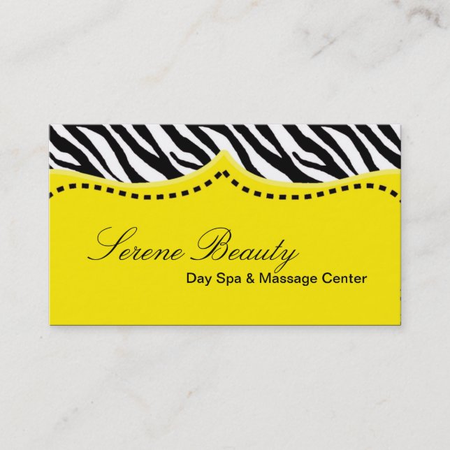 Yellow Zebra Print Animal Pattern Business Card (Front)