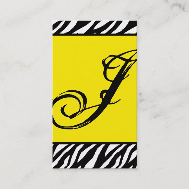 Yellow Zebra Print Pattern Business Card (Front)