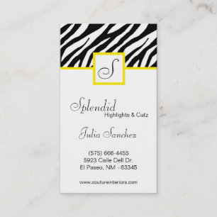 Yellow Zebra Print Personalize Business Card