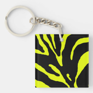 Yellow Zebra Stripe Animal Print Keychain