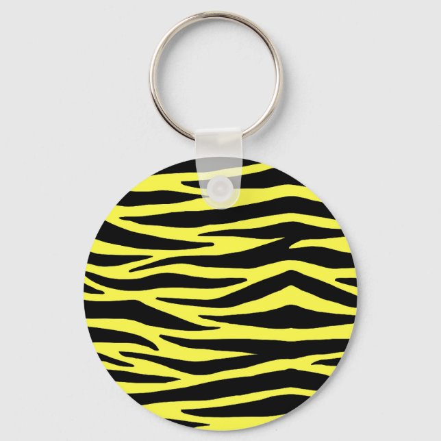 Yellow Zebra Stripes Key Ring (Front)