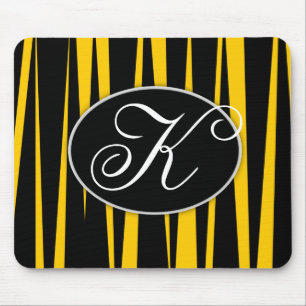 Yellow Zebra Stripes Monogrammed Mousepads