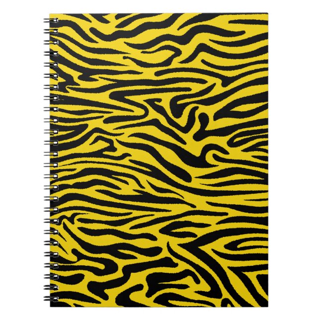 Yellow Zebra Stripes Preppy Wild Animal Print Notebook (Front)
