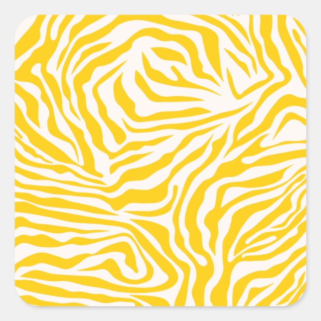 Yellow Zebra Stripes Preppy Wild Animal Print Square Sticker (Front)