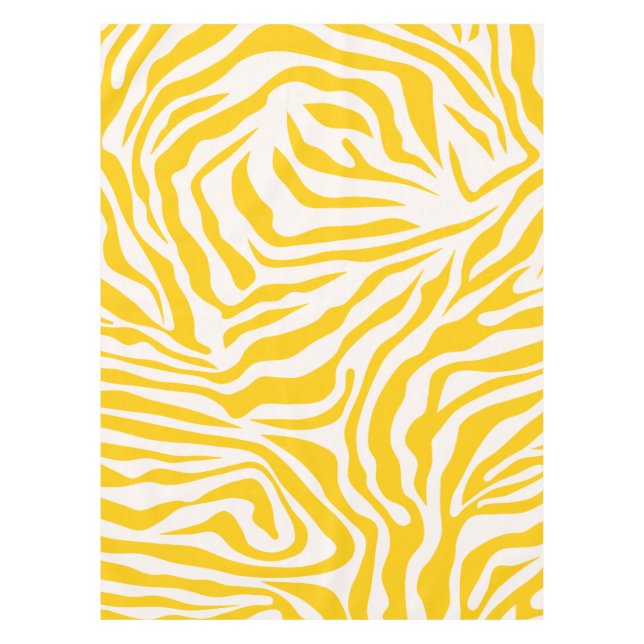 Yellow Zebra Stripes Preppy Wild Animal Print Tablecloth (Front)