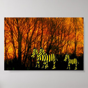 Yellow Zebras Poster
