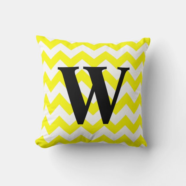 Yellow Zigzag Monogram Throw Pillow (Front)