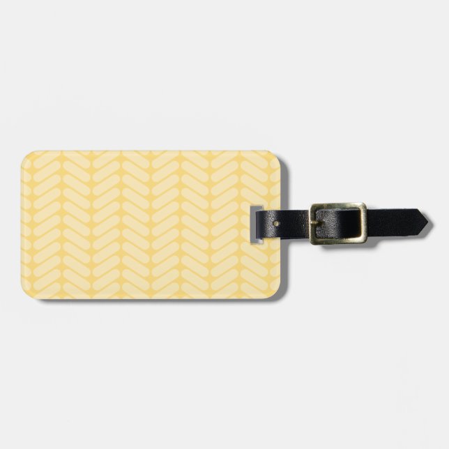 Yellow Zigzag Pattern inspired by Knitting. Luggage Tag (Front Horizontal)
