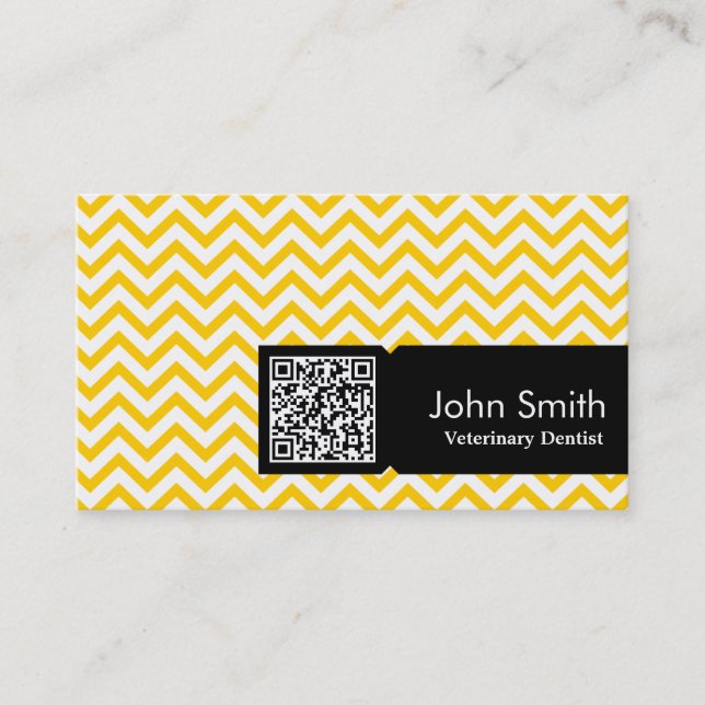 Yellow Zigzag Veterinary Dentist Business Card (Front)