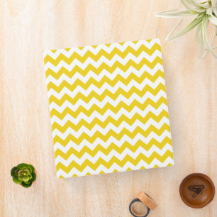 Yellow Zigzag, Yellow Chevron, Geometric Pattern Binder