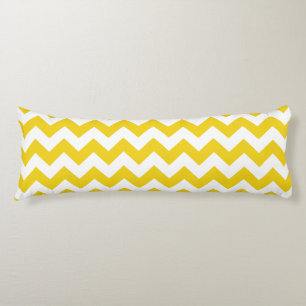 Yellow Zigzag, Yellow Chevron, Geometric Pattern Body Pillow