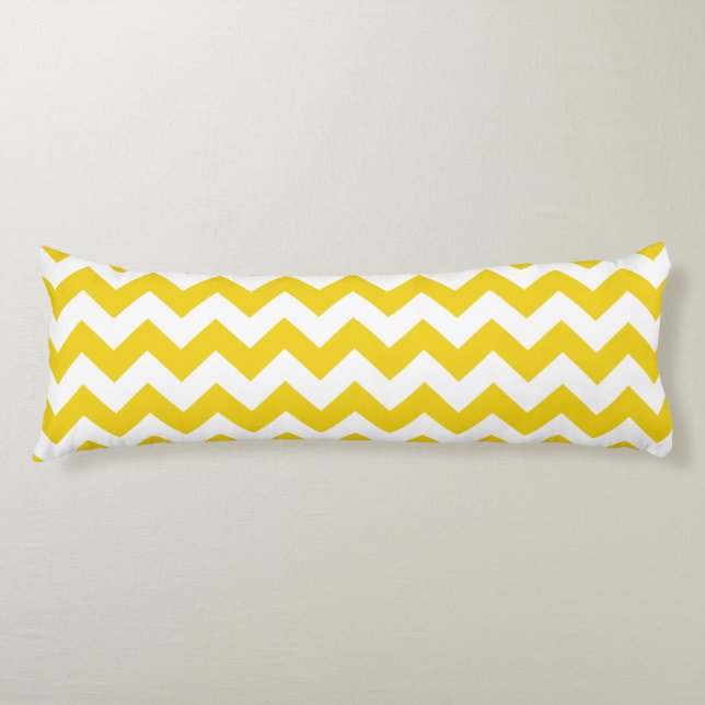 Yellow Zigzag, Yellow Chevron, Geometric Pattern Body Pillow (Front)