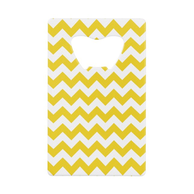 Yellow Zigzag, Yellow Chevron, Geometric Pattern Credit Card Bottle Opener (Front)