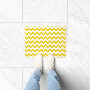Yellow Zigzag, Yellow Chevron, Geometric Pattern Doormat