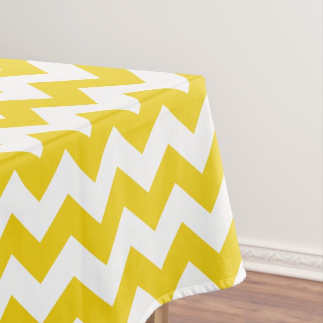 Yellow Zigzag, Yellow Chevron, Geometric Pattern Tablecloth (In Situ)
