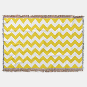 Yellow Zigzag, Yellow Chevron, Geometric Pattern Throw Blanket