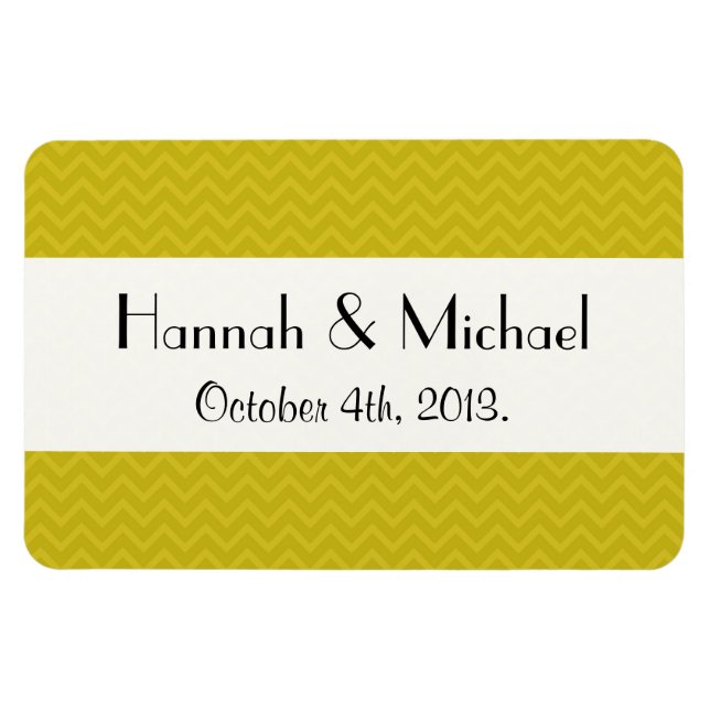 Yellow Zigzag, Yellow Chevron, Wedding Magnet (Horizontal)