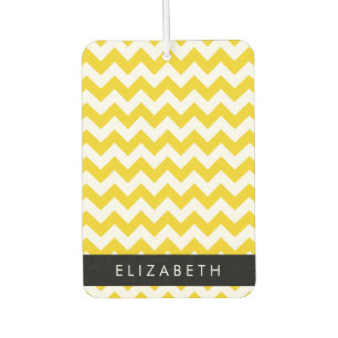 Yellow Zigzag, Yellow Chevron, Your Name Air Freshener