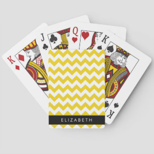 Yellow Zigzag, Yellow Chevron, Your Name Playing Cards