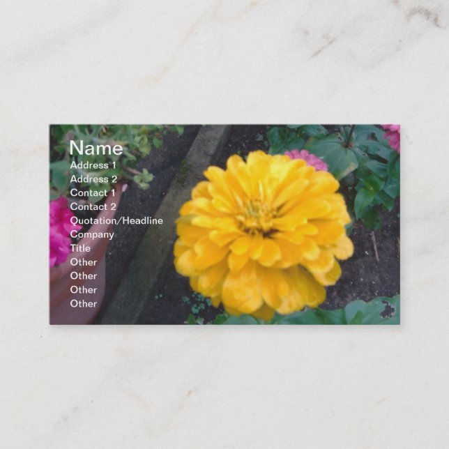 Yellow Zinnia Business Card (Front)