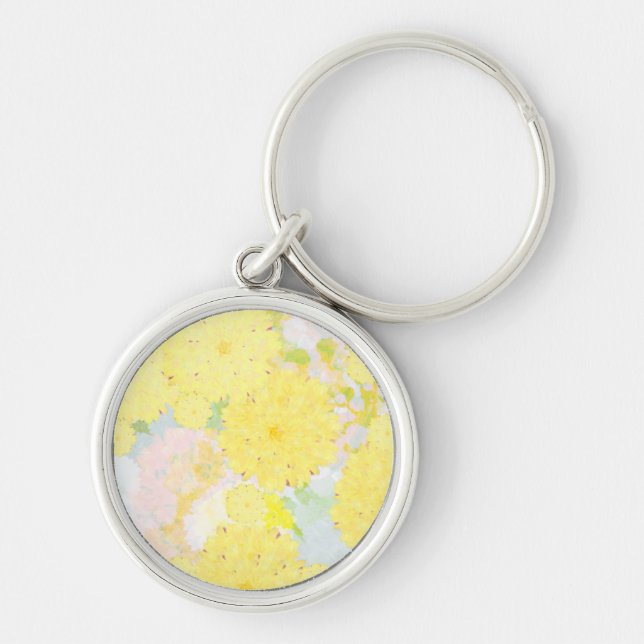 Yellow Zinnia Premium Square Keychain (Front)