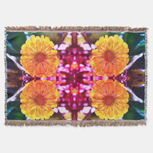 Yellow Zinnia Throw Blanket