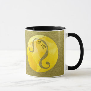 Yellow Zodiac Sign Leo on Gold Background Mug