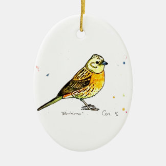 Yellowhammer bird ceramic ornament
