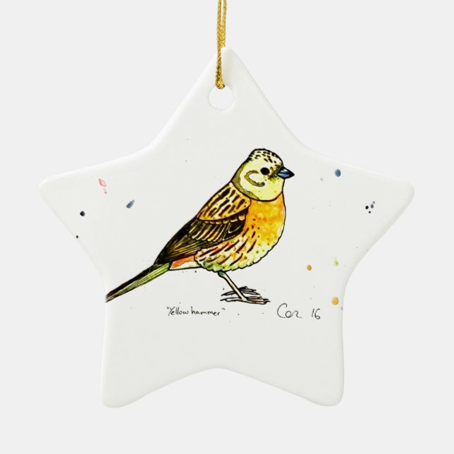 Yellowhammer bird ceramic ornament (Front)