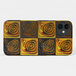 Yellowish squares and circles in rustic mosaic thr iPhone 11 case