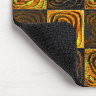 Yellowish squares and circles in rustic mosaic thr mouse pad