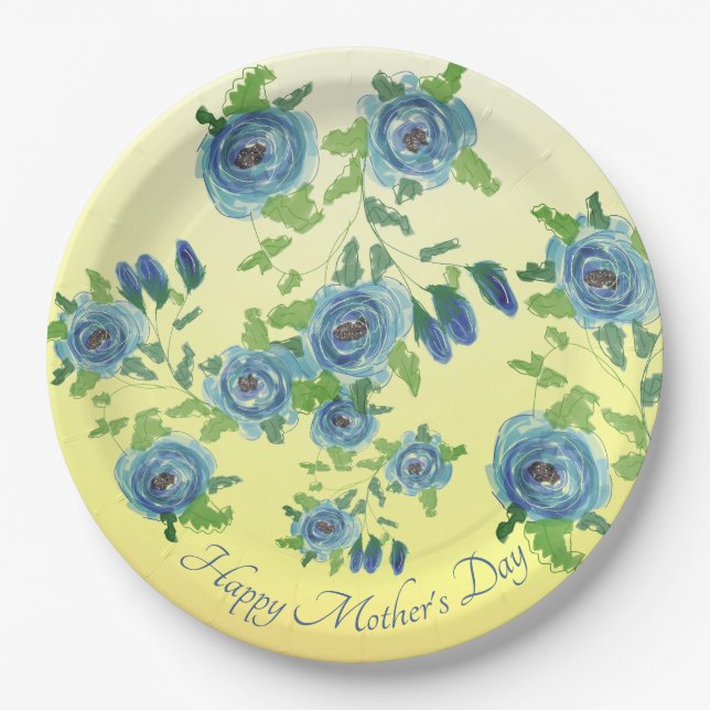Yellows and Blues Paper Plate (Front)