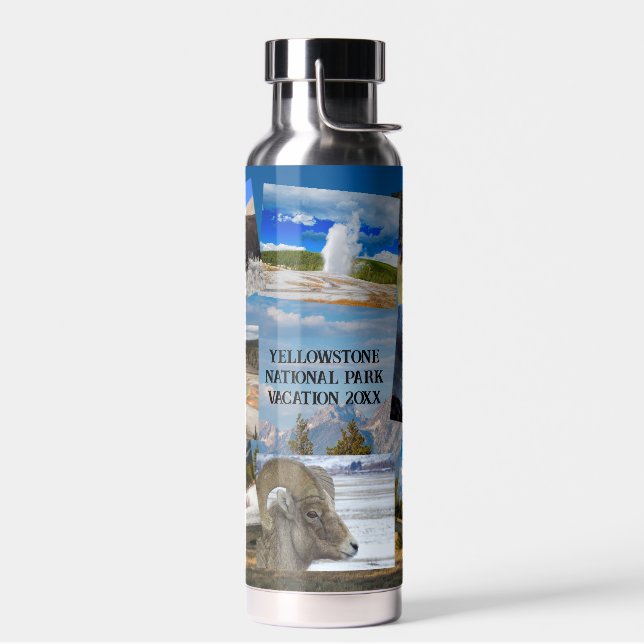 Yellowstone 9 Photos Personalize Text Vacuum Seal Water Bottle (Left)